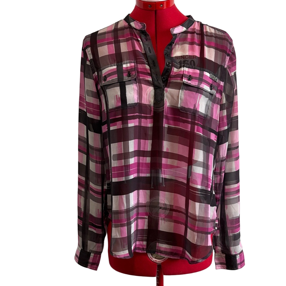 Harley-Davidson Pink and Black Plaid Blouse MM99